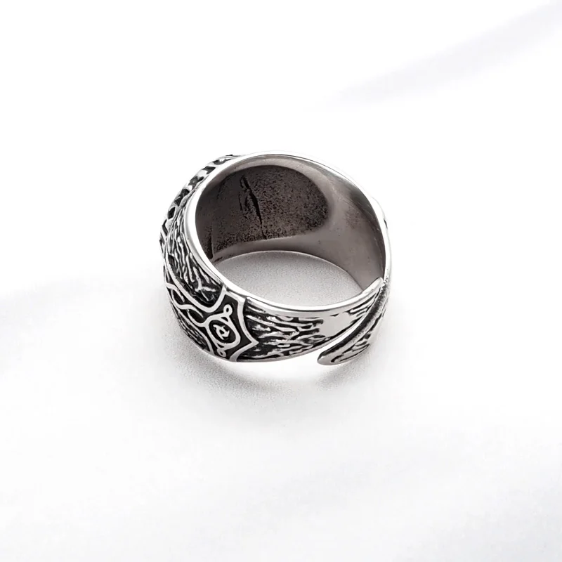 Free Shipping 316L Stainless Steel Helm of Awe Runes Ring Viking Talisman Scandinavian Amulet Jewelry
