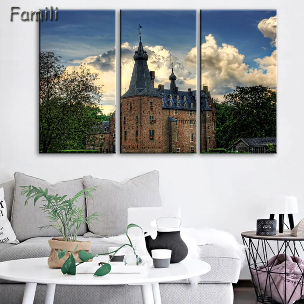 3pcs/set Modern Netherlands city Canvas art Painting on the Wall Modular Pictures vintage home decor Canvas Painting for Living