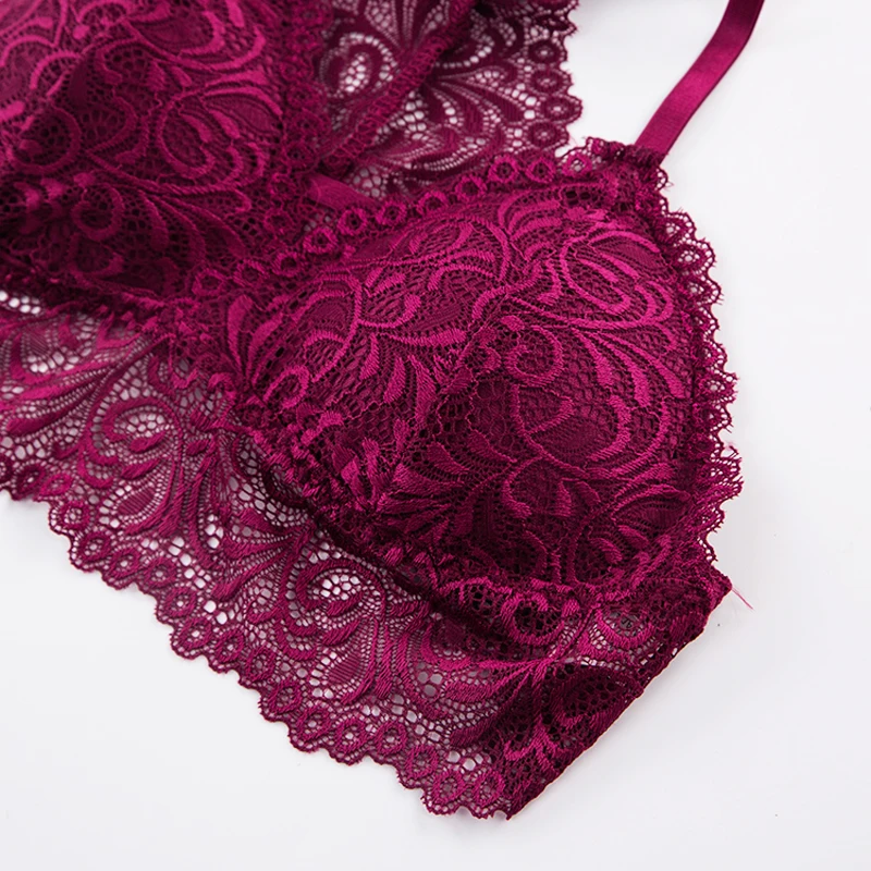 Wire Free Bra Set Lace Top Lingerie Sets Soft Women Bralette Tops Cross Back Underwea Bra and Panty Set  Sport Push Up Bilizna