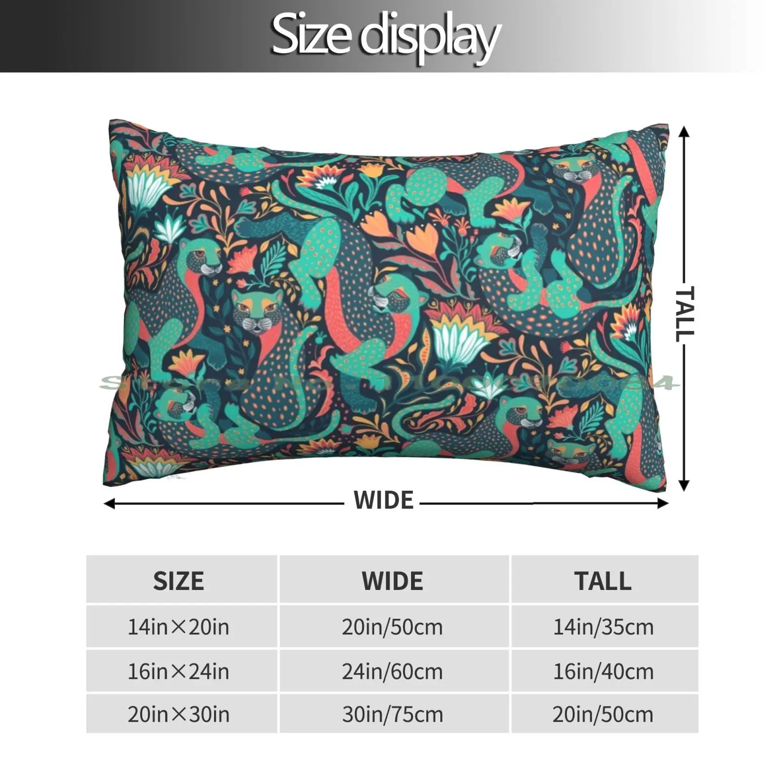 Folk Tiger Pillow Case 20x30 50*75 Sofa Bedroom Oaxaca Big Cats Folk Art Florals Long Rectangle Pillowcover Home Outdoor