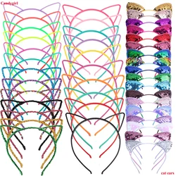 Candygirl Cat Ears Headbands For Kids Cute Crown Diamond Hair Bands For Girls Shiny Sequins Hairbands Gifts Hair Accessories