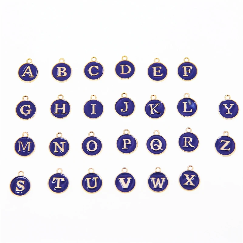 50pcs12*15mm 26 Pcs Navy blue Letter charms pendants for necklace Enamel alphabets accessories jewelry letter charms Accessorie