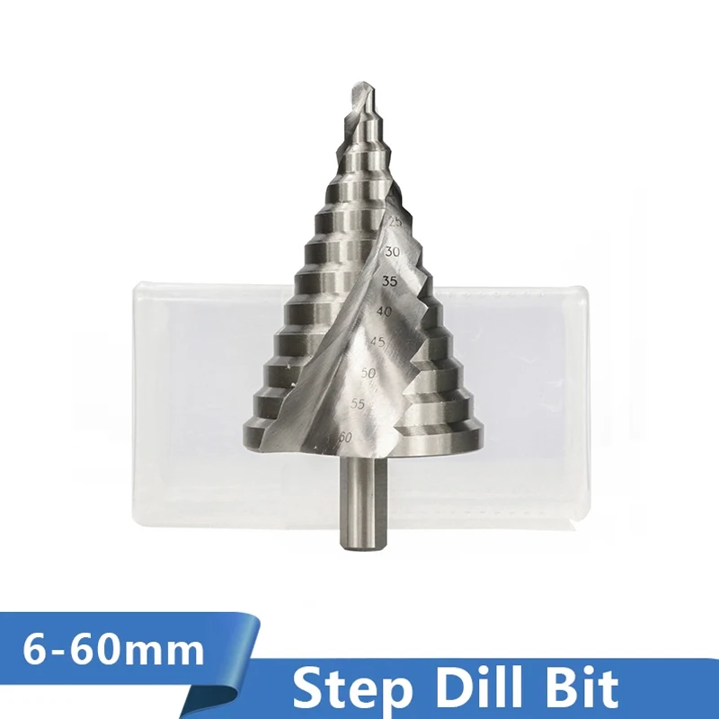 

Drill Bit 1pc 6-60mm Spiral Groove Wood Metal Hole Cutter HSS Round Shank Step Cone Drill Bit