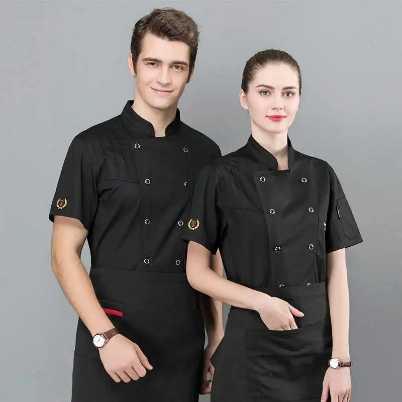 Wholesale Unisex Kitchen Chef Restaurant Uniform Shirt Breathable Double Breasted Chef Jacket Restaurant Hotel Cook Work Clothes