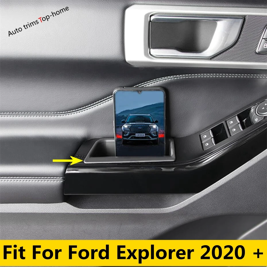 

Side Door Handle Armrest Container Holder Tray Storage Box Organizer Cover For Ford Explorer 2020 - 2023 Interior Accessories