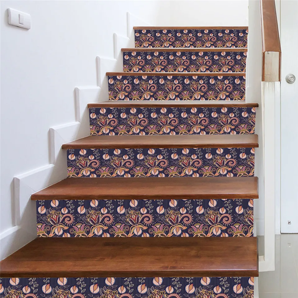 

Flower Vine Pattern Stairs Stickers Self-adhesive Removable PVC Staircase Wallpaper For Home Corridor Refurbish DIY Stair Decal