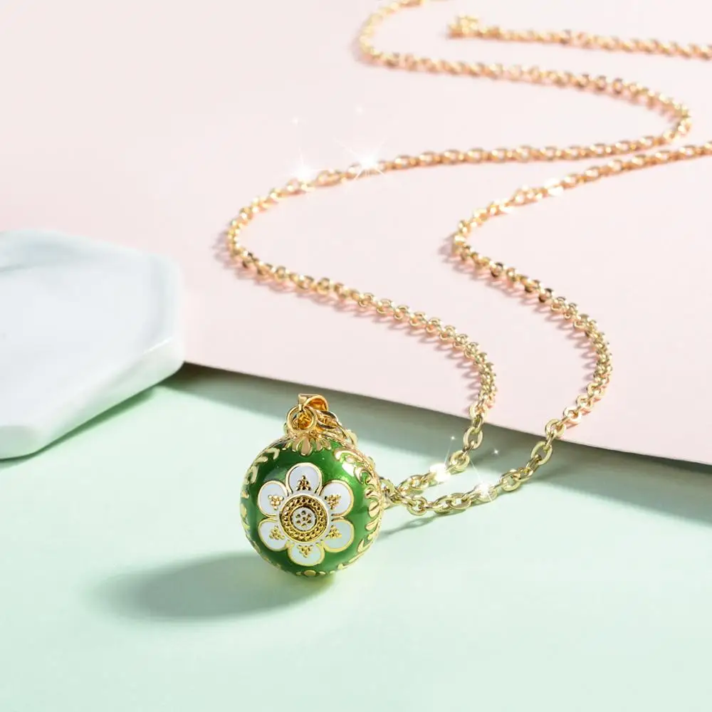 Eudora Original Enamel Craft Holy Flower pregnancy necklace Pendant Harmony Bola Ball Necklace Angel Caller Mexican Chime Balls