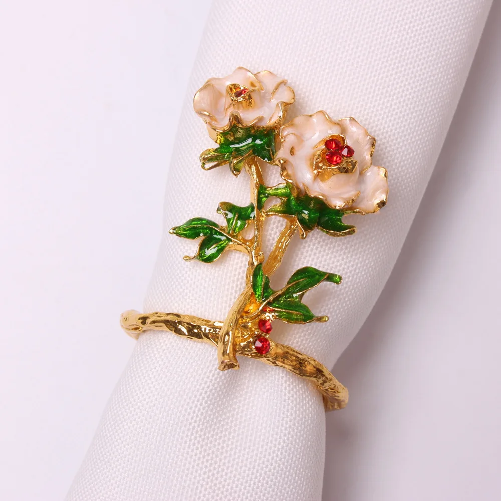 

10pc High-end peony flower napkin buckle napkin ring hotel banquet table light luxury decoration model room napkin ring