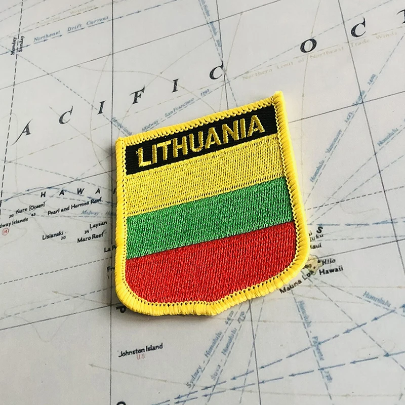 Picture 7: LITHUANIA  National Flag Embroidery Patches Badge Shield And Square Shape Pin One Set On The Cloth Armband   Backpack Decoration