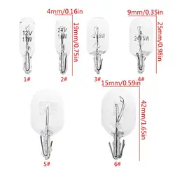 Hot  10 Pcs T5 W5W White Color 1.2W 194 501 DC 12V/24V Car Bulb Side Wedges Car Light Source Instrument Lamp Universal