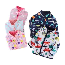 2023 New spring autumn Fleece Full Sleeve Jacket Boys girls Cartoon Casual Polar Fleese Hood Coat Kids Cardigan Sweatshirt 2-6Y