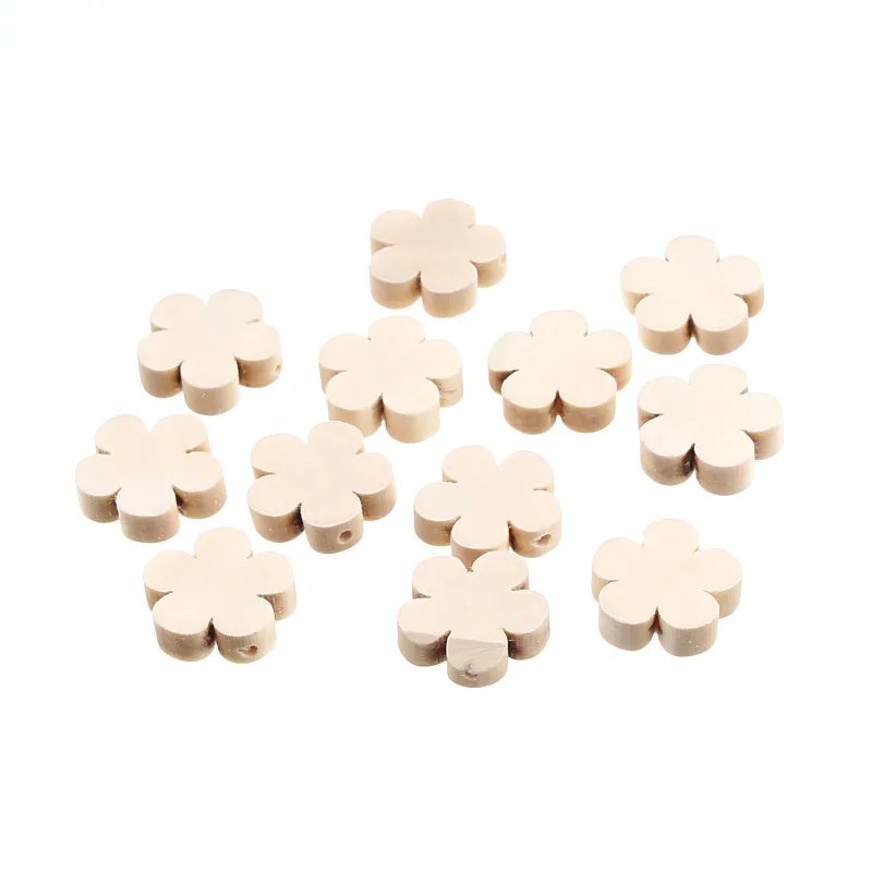 ​Natural Wooden Beads 30pcs 20x20mm Flat Small Flowers Loose Beads Supplies For Jewelry Making Diy Handmade Earrings Accessories