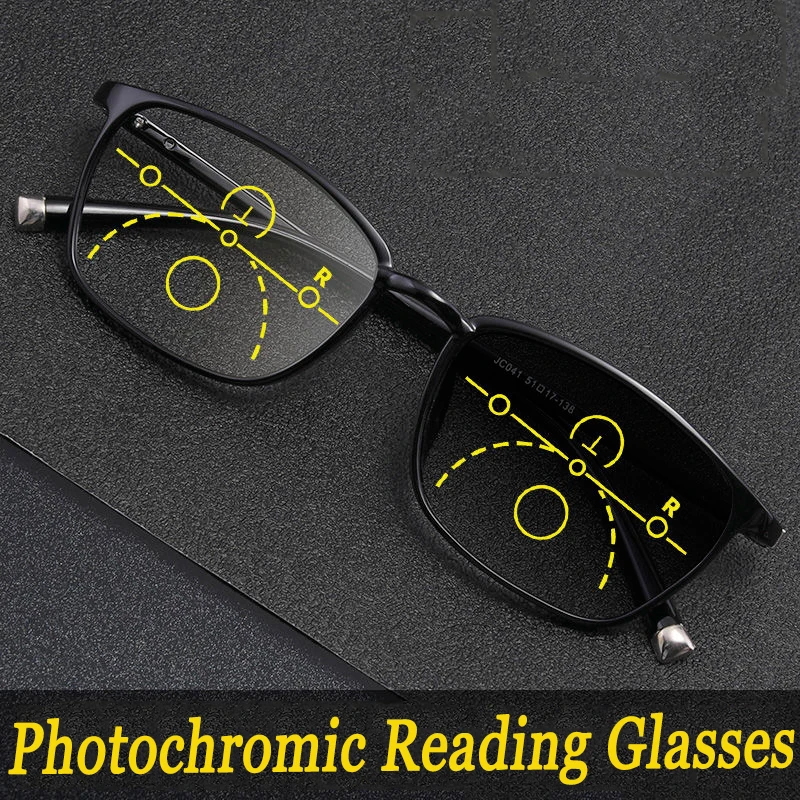 Tr90 Progressive Photochromic Reading Glasses Men Women smart zoom Multi-focus Automatic Adjustment Anti-blue light Eyewear 4.0