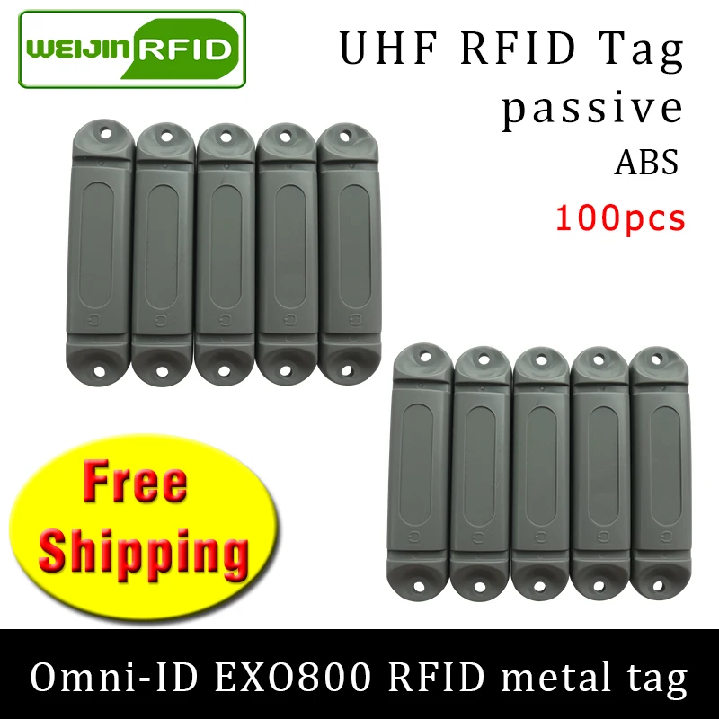 

UHF RFID metal tag omni-ID EXO800 915m 868mhz Impinj Monza4QT EPC 100pcs free shipping durable ABS smart card passive RFID tags