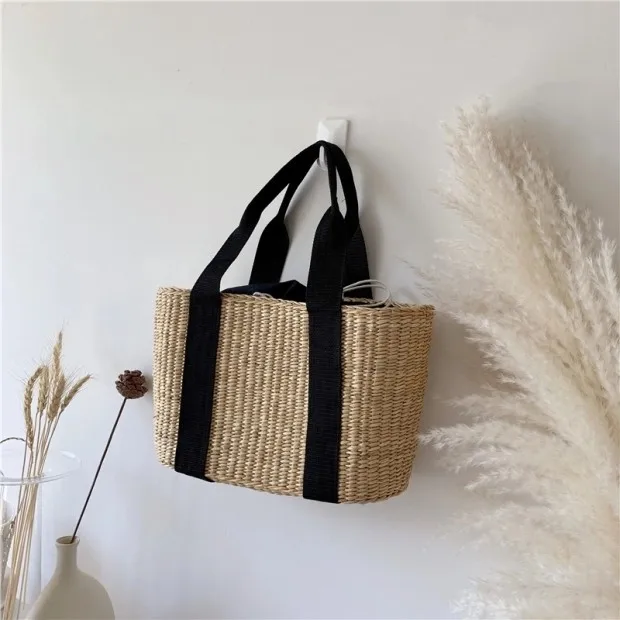 Imagem -02 - Venda Quente Mensageiro Bolsas de Palha para Mulheres Artesanal Tecido Cesta Bolsa Tote Verão Boêmio Bolsas de Praia Marca Luxo Lona Senhora Bolsa