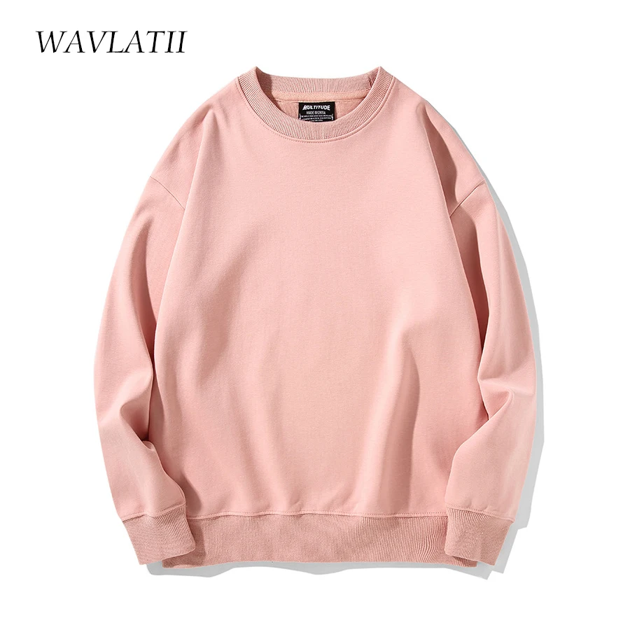 WAVLATII Women New Green Thick Hoodies Female Yellow Casual Oversized Sweatshirts Lady Warm Fashion Tops for Winter WH2110