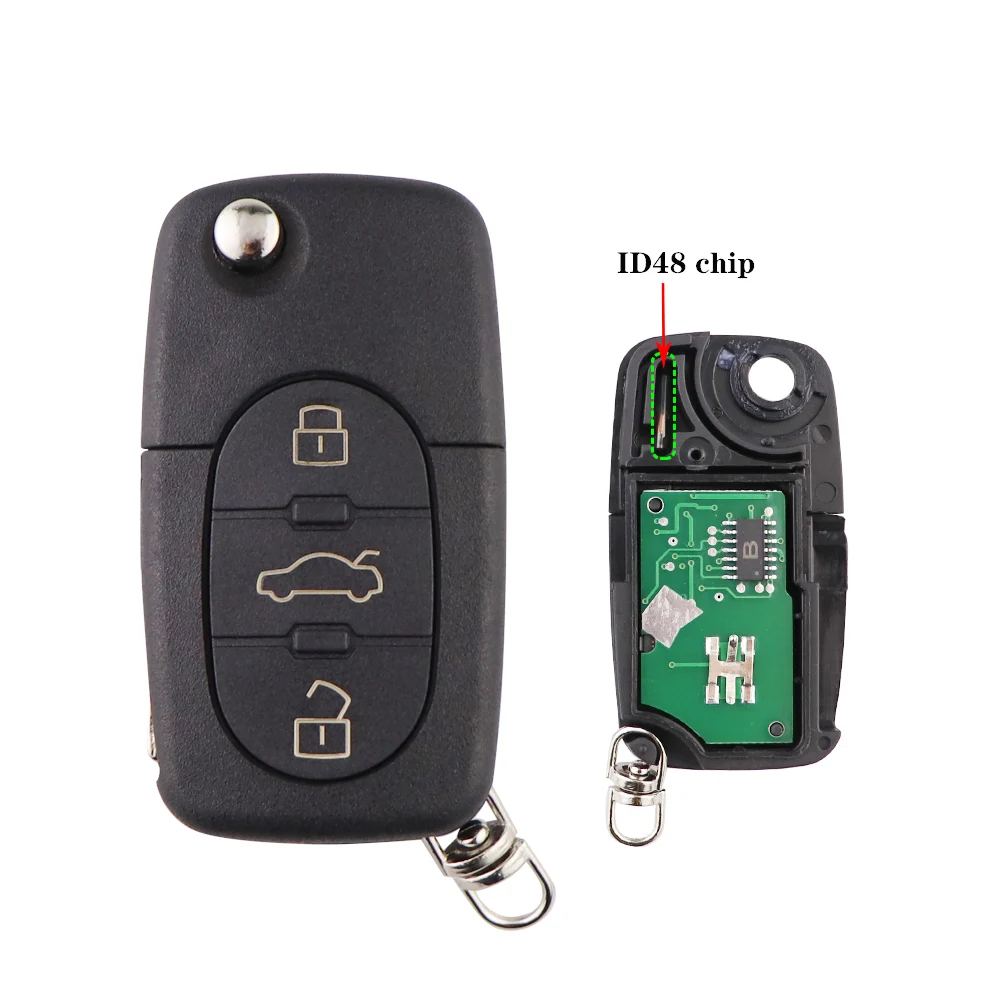 YIQIXIN 3 Button Flip Smart Remote Key 433Mhz ID48 Chip For Audi A3 A4 A6 A8 TT Allroad Quattro 4D0837231A 4D0837231K 4D0837231N