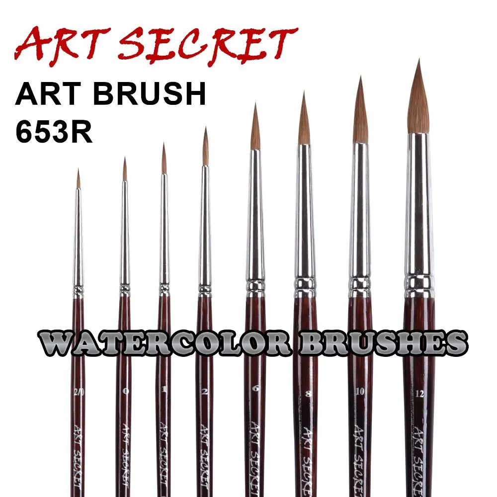 Artsecret Verf Art Penselen Pure Kolinsky Haar Siberia Aquarel Bamboe Handvat Vernikkeld Messing Beentje Hebben Gebreken No.653R