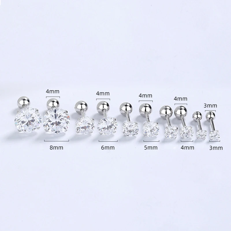 Fashionable 925 Sterling Silver High Quality Round Zircon Earrings Simple Fashion Earrings