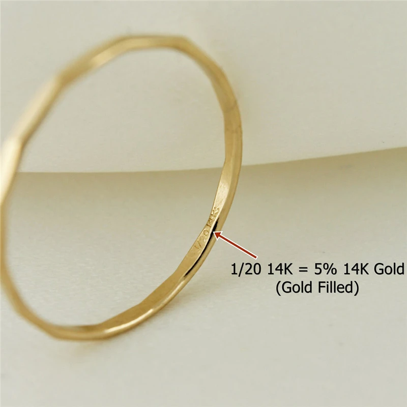 14K Gold Filled Hammered Stacking Ring Boho Minimalist Knuckle Ring Gold Jewelry Anillos Mujer Gold Rings for Women