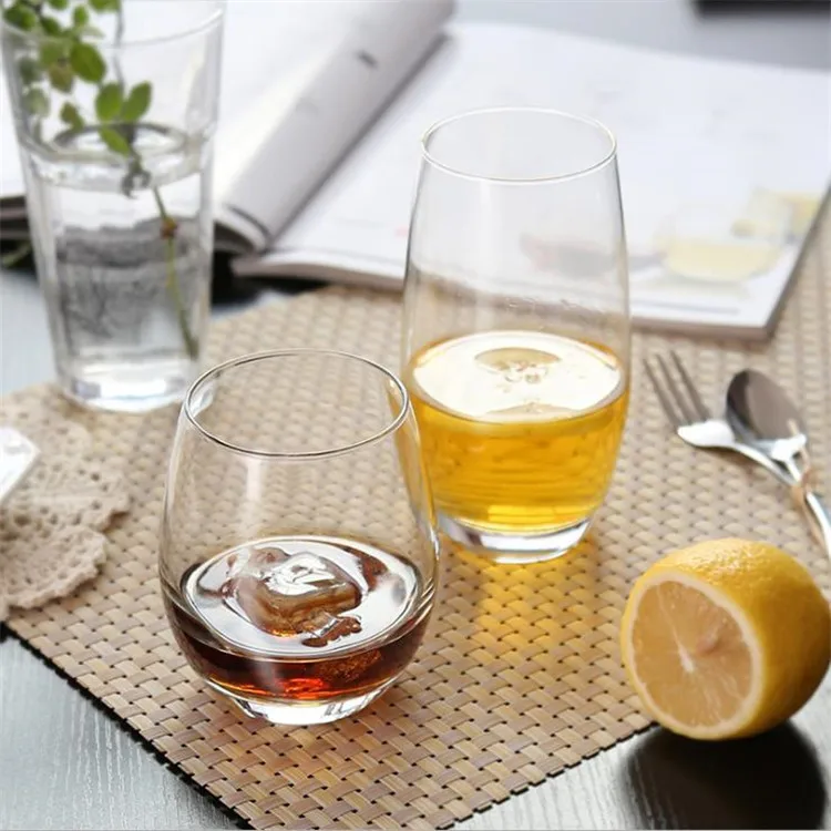 Large Clear Juice Wine Cups Transparent Wine Glass with Gold Rim Crystal Glass Lead-free Drinkware Thicken Bottom Water Cup