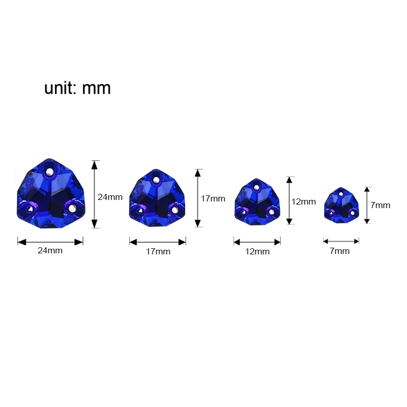 Kryształki górskie gruby trójkąt wszystkie kolory szyć na kamieniach szkło wysokiej jakości Flatback szycia Rhinestone na ubrania sukienka buty