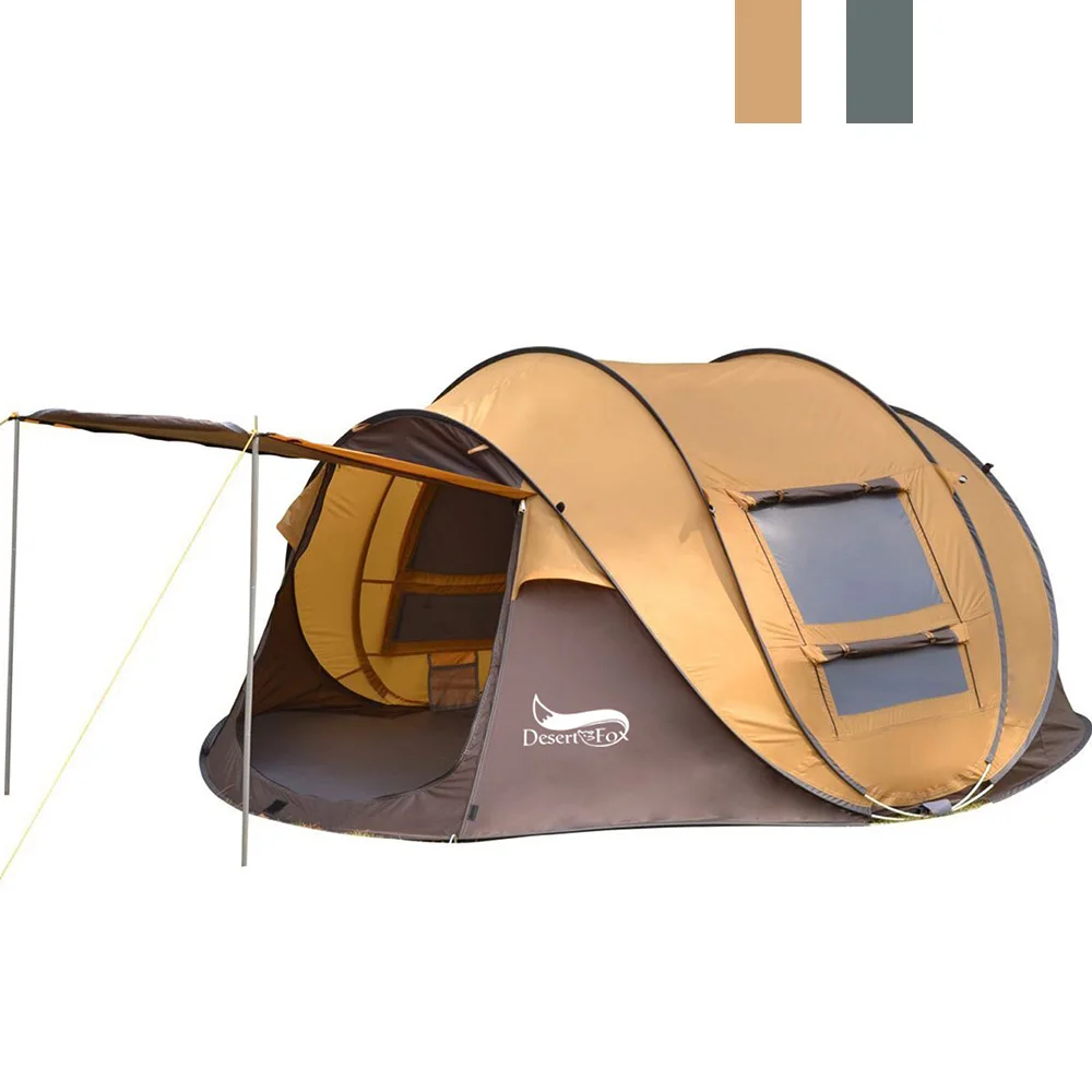 Desert&Fox Outdoor Camping Tents 3-4 Person Automatic Pop Up Instant Tent Hiking Travelling Tourist Fishing Beach Tents Awnings