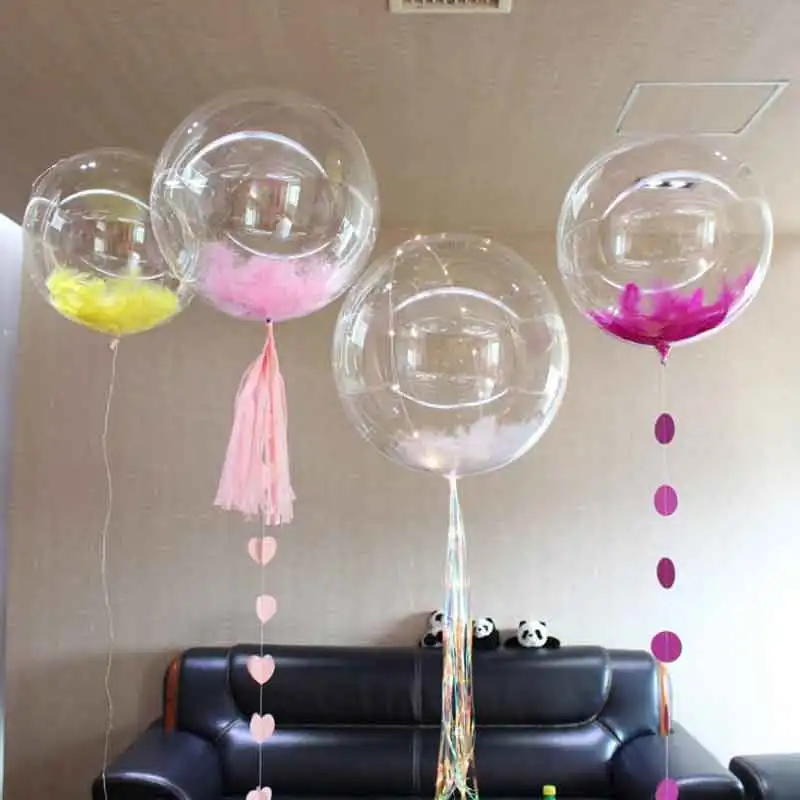 10 18 24 36 inch DIY Wedding Birthday Party Decoration Bobo Balloons Feather Transparent PVC Balloon Party Favors