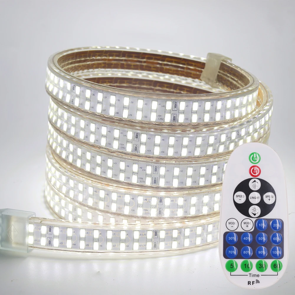 

Dimmable 5730 Led Strip 220V 110V Waterproof White / Warm Whtie Double Row 240led/m LED Light Strip with Remote 1-15m