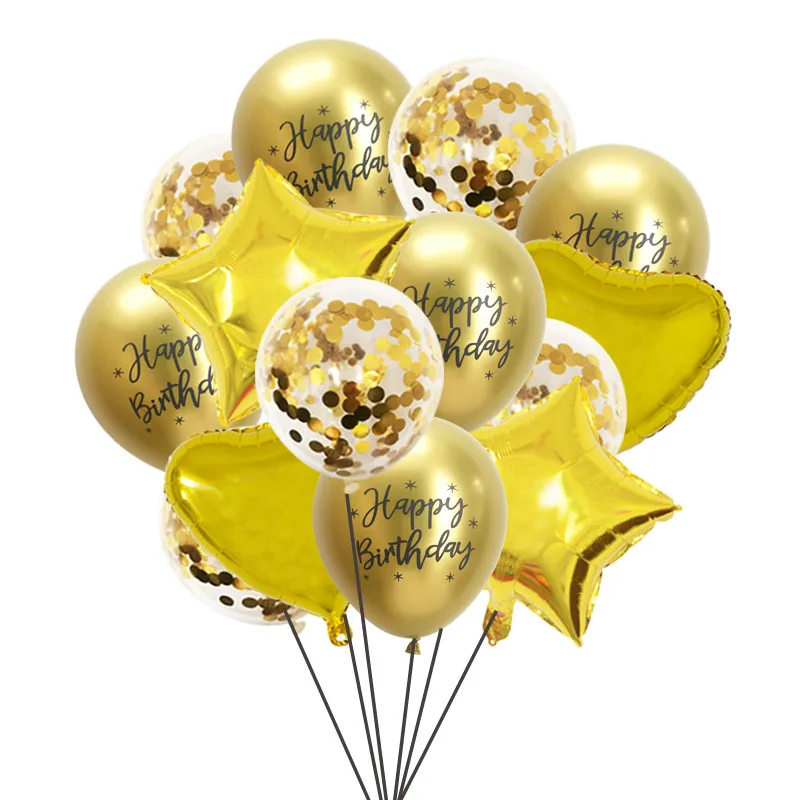 1set gold happy birthday balloons baby shower birthday party decoration adult 18 30 40 50 60th confeii balloon birthday favor