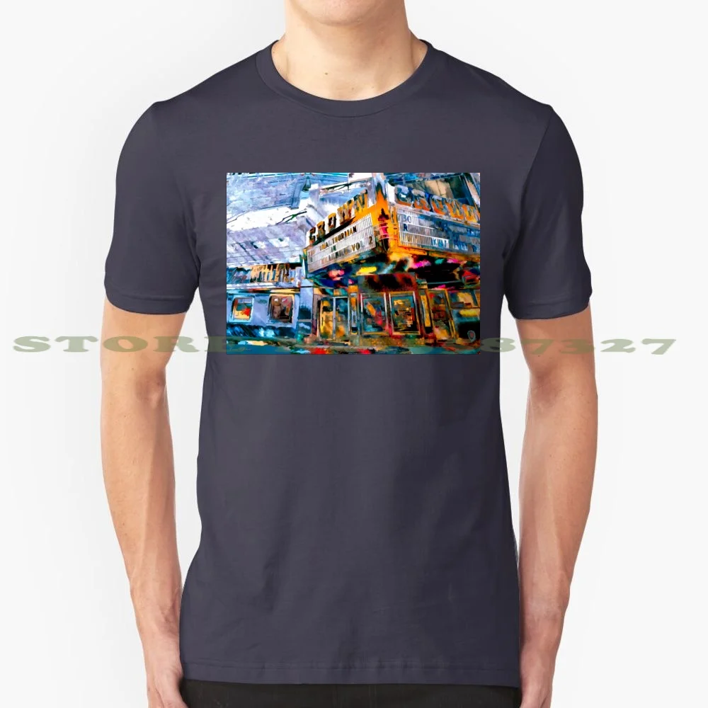 Crown Theater 100% Cotton T-Shirt Crown Theater Abstract Movie Theater Colorful Structure Architecture Building Doors