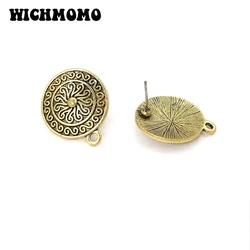 2025 New 6pcs 24*20mm Retro Zinc Alloy Sun Flowers Round Earring Base Connectors Linkers for DIY Earring Jewelry Accessories