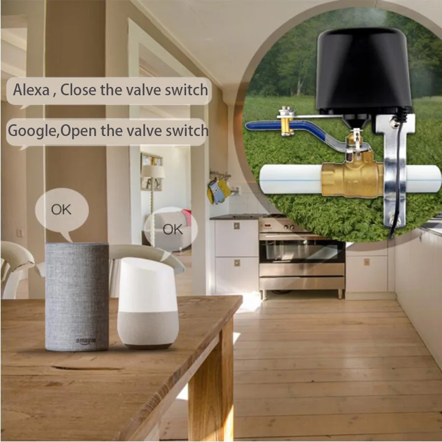 TuyaSmart Life Zigbee Water Valve Gas Valve Shut Off/On Controller Work with Alexa Google Home Automatic Smart Watering Valve