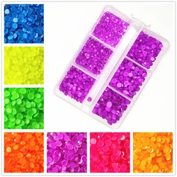 Tutto il colore 1540 pz/scatola nottilucente fluorescenza cristallo Non Hot Fix Strass FlatBack Neon Strass indumento decorazioni Nail Art