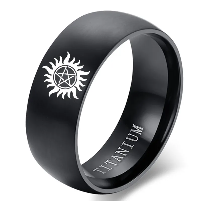  Signet Ring Men's Sun Power Supernatural Ring Titanium Steel Ring For Men Jewelry Wedding Engagement Gifts Accessories