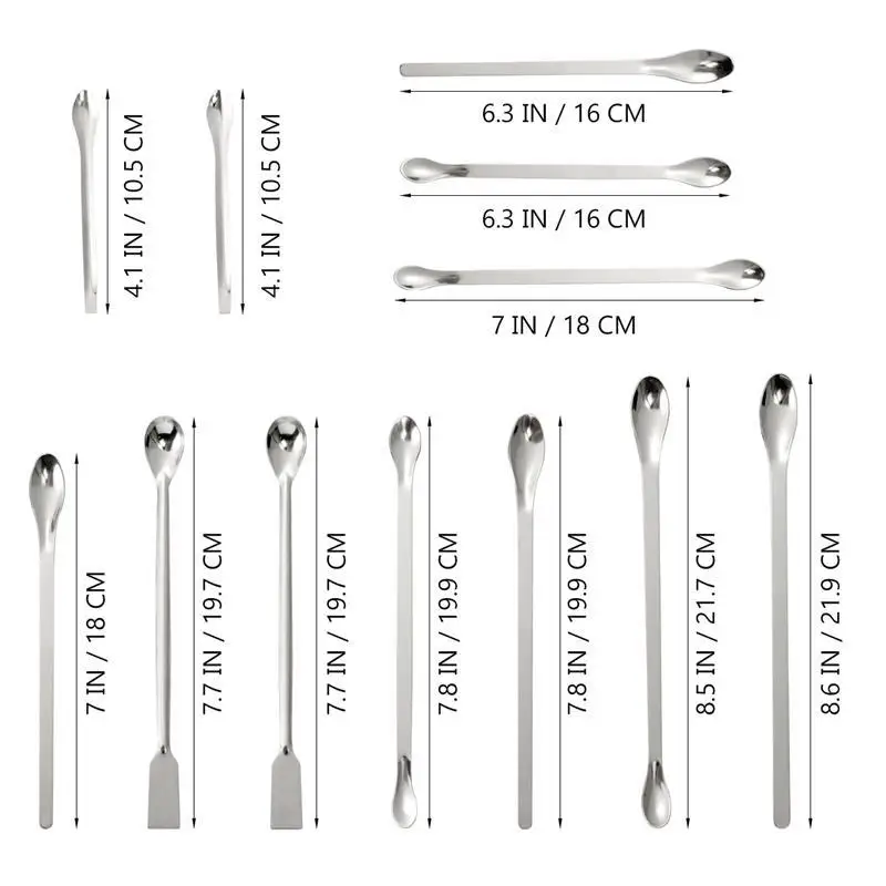 Imagem -05 - Espátula de Colher de Colher de Amostragem de Laboratório Espátula de Mistura Micro Espátula Colher de Medicina Reforçada Aço Inoxidável 12 Peças