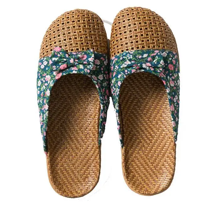 Linen slippers women\'s home rattan weaving office non slip floor straw mat Baotou sandals men\'s and women\'s slippers