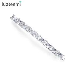 LUOTEEMI Handmade Luxury Square CZ Hair Pins and Clips for Women Wedding Bridal Hair Accessories Girl Fashion Christmas Gifts