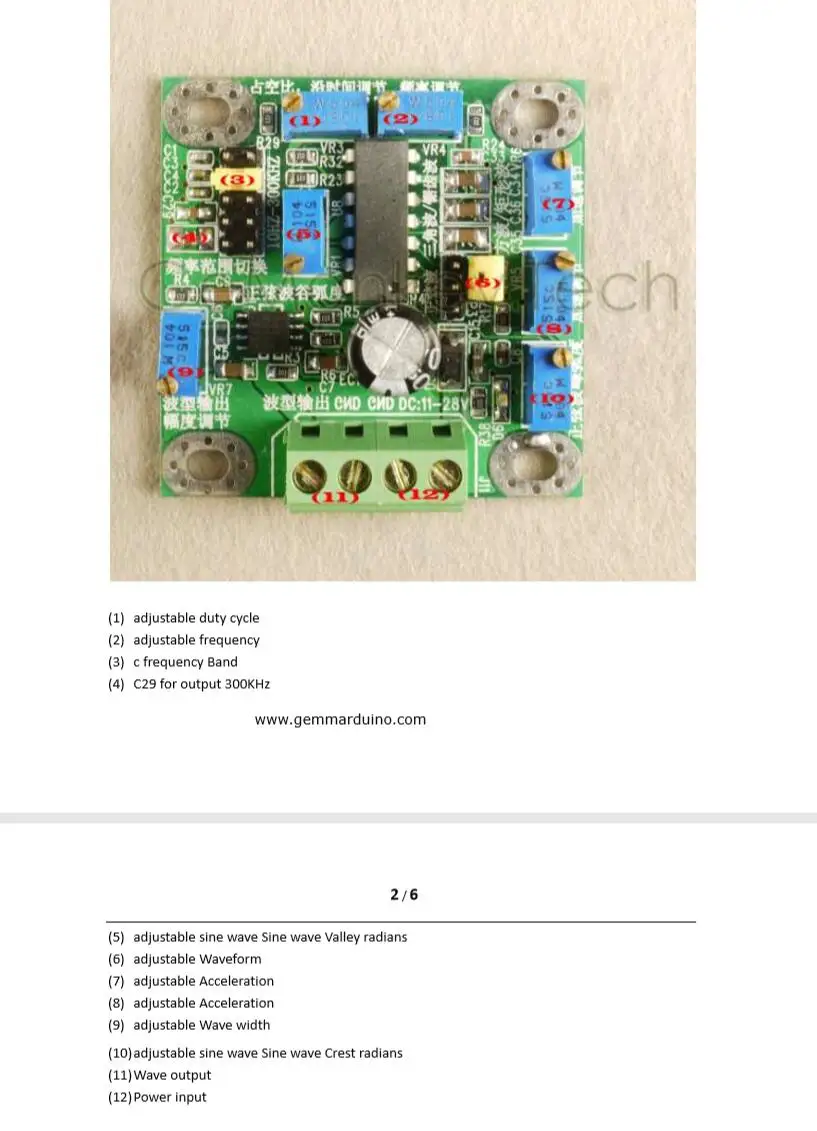 10Hz-300KHz PWM Signal Generator Module - Square wave & Triangle wave & sawtooth wave Sine wave generator DC 12V 24V