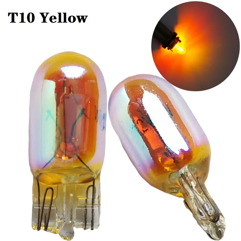 2X W5W 194 T10 12V5W Diadem Chrome Red Yellow Amber Turn signal Car brake light Halogen lamp bulb License Plate Lamp Dome Light