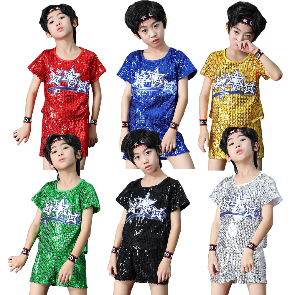 

Lolanta New Kids Jazz Street Sequins Dance Costume Children Cheerleader Uniform School Activities Performance Outfits 4-14 Years