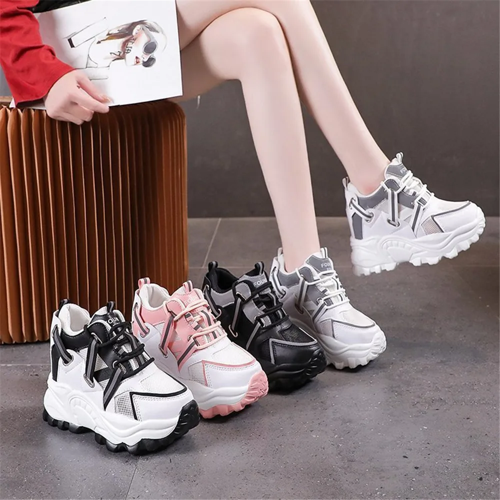 2024 primavera moda antiscivolo scarpe bianche donna piattaforma traspirante Casual Lace Up Sneakers donna High Top zeppe Zapatos Mujer