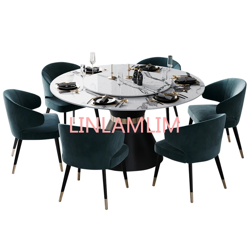 

Stainless steel Dining Room Set Home Furniture minimalist modern marble dining table and 6 chairs mesa de jantar muebles comedor