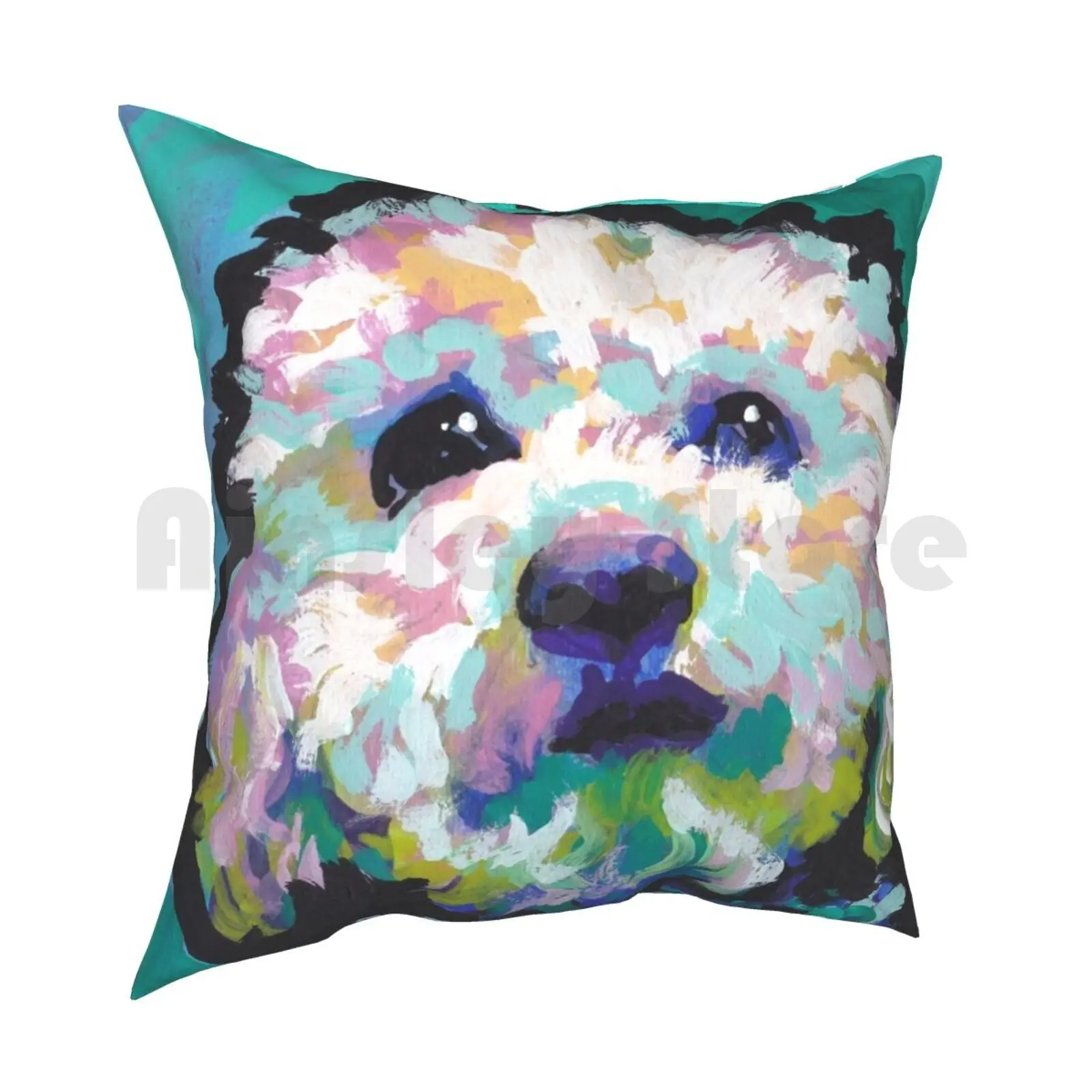 Poodle Maltipoo Dog Bright Colorful Pop Dog Art Pillow Case Printed Home Soft Throw Pillow Toy Poodle Miniature Poodle