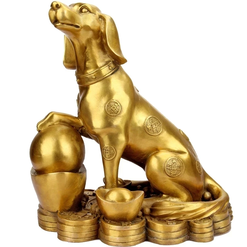 

HC select Style copper Lucky twelve Zodiac Lucky copper dog Household Feng shui Decoration