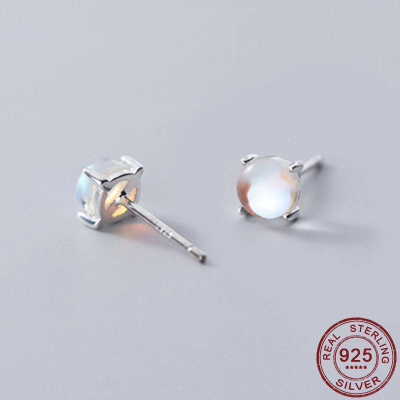 Genuine 100% 925 Silver Crystal Stone Stud Earrings Gradient Glass Minimalist Stud Earrings for Girl 2020 Graduation Season Gift