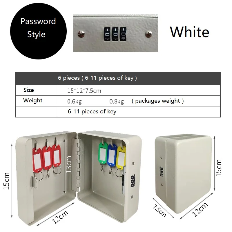 Металлический Безопасный ящик для хранения 6 ключей, промежуточный дом, настенные крепления, металлический Сейф для автомобильных ключей