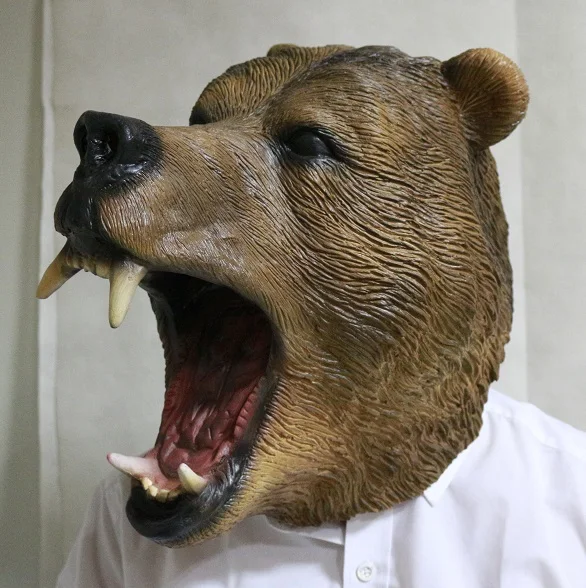 Realistic Grizzly Bear Head Brown Bear Mask Latex Full Head Animals High Quality Fancy Dress Up Party Masks