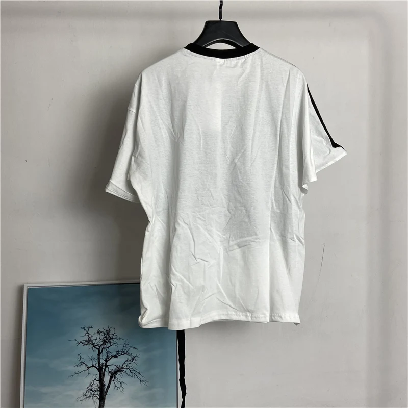 Men's Short Sleeve T-Shirt Summer New Double Color Round Collar Fashion Large Size Personality Stitching False Two t-Shirts