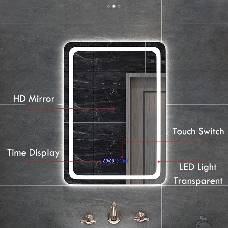 Imagem -03 - Vertical Smart Bathroom Led Light Espelho de Maquiagem Luz de Fundo com Desembaçamento Bluetooth Speaker Decoração para Casa 50x70cm